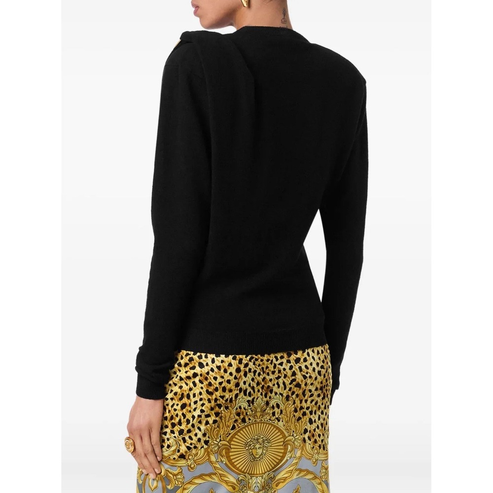 Versace Wool Buckle Sweater Black Size-42 US 6 Gold Hardware Made in Italy - Picture 15 of 15